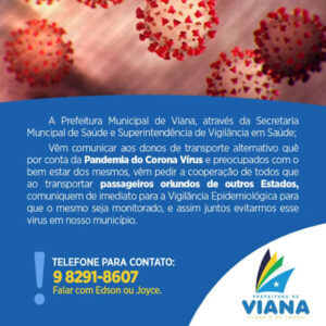 Secretaria de Saúde de Viana orienta motoristas de transporte coletivo a informar sobre chegada de passageiros de outros estados, para monitoramento do Coronavírus