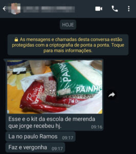 “Kit” de merenda escolar entregue em escola da rede estadual é composto apenas por 1 kilo de arroz, 1 de feijão e pacote de massa de milho