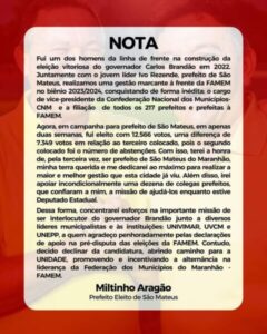 Famem: Miltinho desiste de candidatura e abre caminho para consenso com Roberto Costa