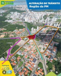 Veja como fica o trânsito na rotatória do Quartel da PM a partir desta terça-feira, 21 de maio