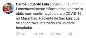 1ª morte em decorrência do Coronavírus é confirmada no Maranhão