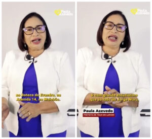 Paço do Lumiar: Paula da Pindoba publica vídeo de apoio a Jorge Maru, depois apaga; veja