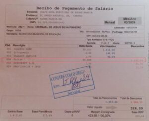 Prefeito Edilson da Alvorada manda colocar 24 faltas em contracheque de servidor que não vai apoiá-lo nestas eleições