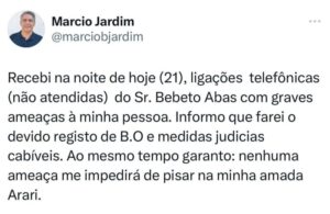 Em vídeo, Márcio Jardim diz que foi ameaçado pelo marido de Simplesmente Maria