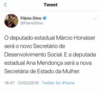 Flávio Dino anuncia mais dois deputados na sua equipe de governo