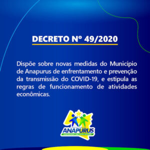 Prefeitura de Anapurus mantém isolamento social, torna obrigatório uso de máscaras no município e permite reabertura de atividades não essenciais, mediante rígido controle sanitário