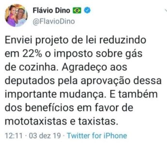 Enquanto Bolsonaro aumenta preço, Flávio Dino envia projeto de redução de 22% do imposto sobre gás de cozinha