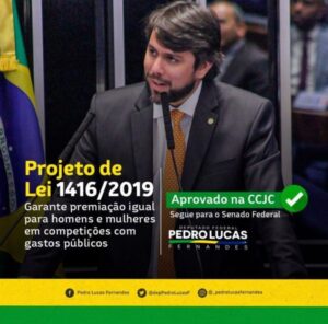 Aprovado projeto de Pedro Lucas que garante premiação igual para homens e mulheres em competições esportivas