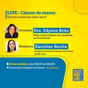Câmara de São Luís realiza live para conscientizar sobre câncer de mama nesta terça (10)