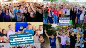 Bem alinhados, Felipe Camarão e Carlos Brandão inauguram obras pelo interior do Maranhão