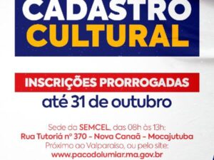 Prefeitura de Paço do Lumiar prorroga inscrições do Cadastro Cultural
