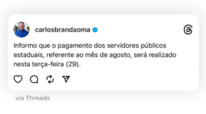 Brandão enterra especulações e anuncia antecipação do salário dos servidores