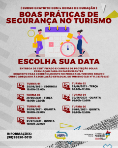 Setur está com inscrições abertas para curso de Boas Práticas de Segurança no Turismo em Barreirinhas