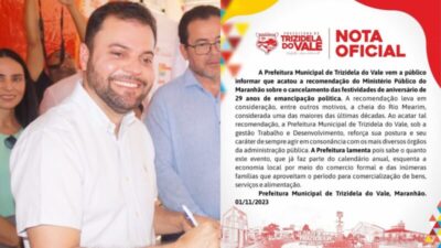 Após recomendação do Ministério Público, prefeito Deibson Balé cancela festa de aniversário de Trizidela do Vale/MA