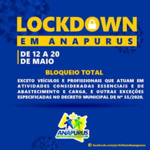 Com 12 casos confirmados e 57 suspeitos, Prefeitura de Anapurus decreta lockdown