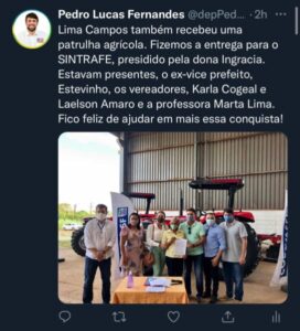 Deputado Pedro Lucas entrega patrulha agrícola para Sucupira do Riachão e Lima Campos