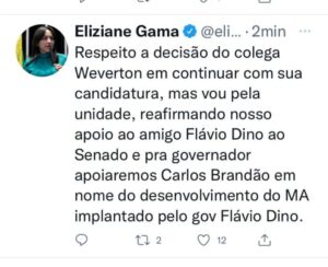 Eliziane Gama declara apoio a Carlos Brandão