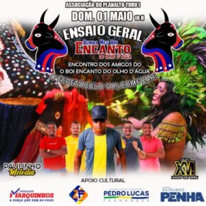Vereador Marquinhos convida para ensaio do Boi Encanto do Olho D’água