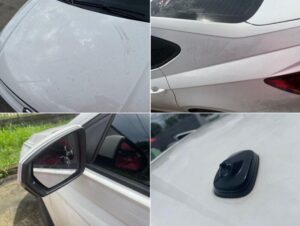 Cliente deixa carro estacionado na frente do Quarteto e quando volta encontra o veículo arranhado, amassado e quebrado