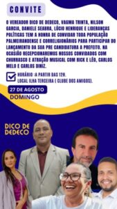 Veja Agora: Vereador Dico de Dedeco e Lideranças Políticas Lançam Pré-Candidatura a Prefeito em Palmeirândia