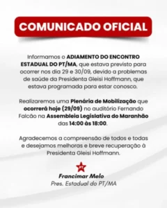 Encontro Partidário do PT Estadual no Maranhão é adiado
