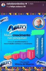 Justiça manda retirar pesquisa eleitoral irregular divulgada por Nato da Nordestina