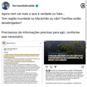 As informações desencontradas do governo sobre os efeitos das chuvas no Maranhão