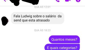 Print Denúncia: segue o atraso de salário na gestão Luciano Leitoa