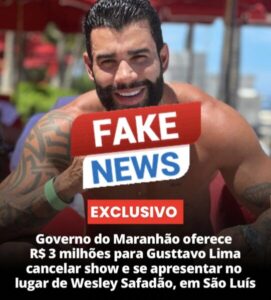 É Fake News contratação de Gusttavo Lima para Expoema