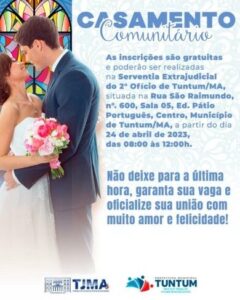 Abertas inscrições para casamento comunitário em Tuntum