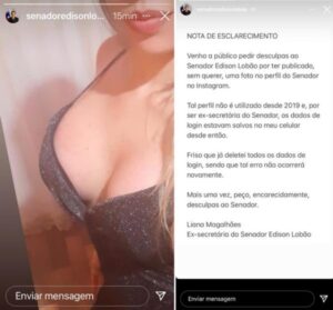 Ex-secretária de Lobão publica foto sensual no Instagram do ex-senador, apaga e depois diz que foi “sem querer”
