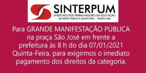 Salários atrasados: prefeita Dinair Veloso inicia mandato com manifestação de sindicato
