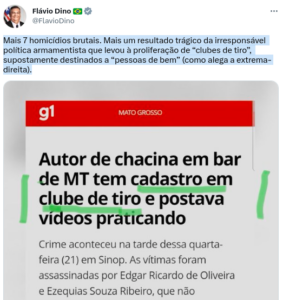 Flávio Dino faz alusão à chacina no MT e ataca política de “proliferação” de clubes de tiro
