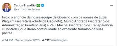 Saiba quem são os secretários já confirmados por Brandão