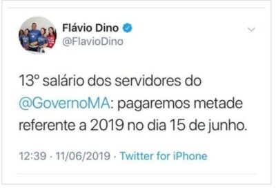 Flávio Dino antecipa 13° salário
