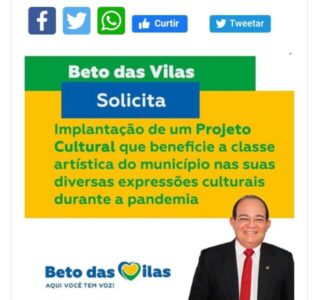 Beto das Vilas quer criação de projeto cultural para beneficiar artistas Ribamarenses
