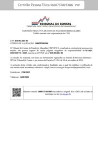 VEJA AGORA: CERTIDÃO DO TCE COMPROVA QUE DETINHA NÃO POSSUI CONTAS JULGADAS IRREGULARES