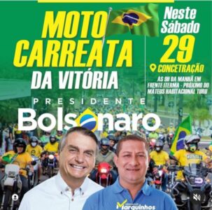 O embaixador do Maranhão Vereador Marquinhos,  convida para grande Motocarreata em apoio à Bolsonaro