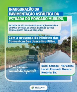 Ministro das Comunicações Juscelino filho é presença confirmada em inaugurações na cidade de Vitorino Freire