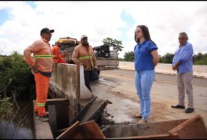 Em parceria com o governo do Estado Fabiana Vilar leva melhorias para a estrutura da ponte na entrada de Centro do Guilherme