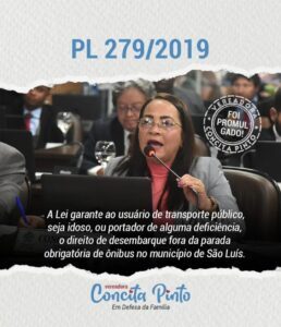 Concita Pinto garante Lei que beneficia usuários do transporte público em São Luís