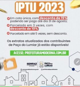 IPTU 2023 em Paço do Lumiar: Descontos e formas de pagamento já disponíveis