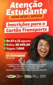 Inscrições estão abertas para preencher 1.000 vagas para o Cartão Transporte em Paço do Lumiar
