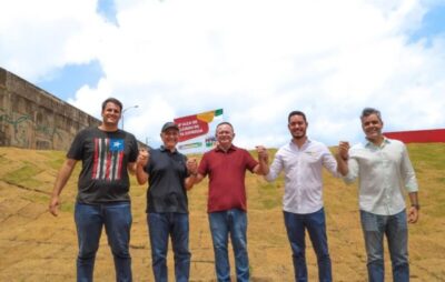 Adriano Sarney e Orleans Brandão acompanham entrega de obra no Jaracaty