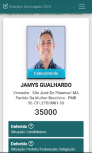 Justiça Eleitoral defere candidatura de Jamys Gualhardo em Ribamar
