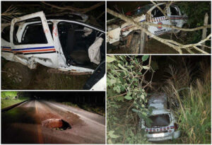 Policiais Militares ficam feridos em acidente com viatura na BR-222 no Maranhão