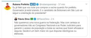 Rubens desafia Braide a se posicionar sobre vacina contra Coronavírus