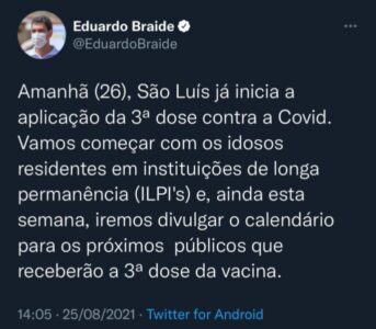 Veja Agora: Prefeitura de São Luís começa a aplicar 3ª dose nesta quinta-feira (26)
