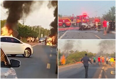 Colisão entre Renegade e Celta deixa dois mortos e cinco feridos em Itapecuru-Mirim; carros pegaram fogo e explodiram