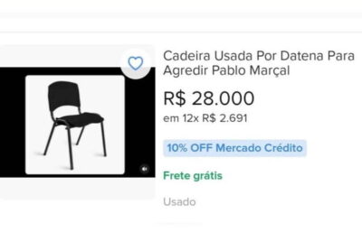 “Cadeira” que Datena atirou em Marçal ganha anúncios em sites de venda por até R$ 28 mil